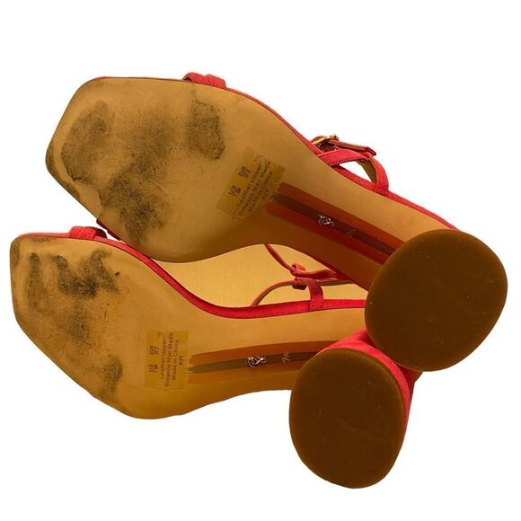 Sam Edelman Kit Dahlia Pink Square Toe Slingback Cylindrical Block Heel Sandals - Picture 6 of 6